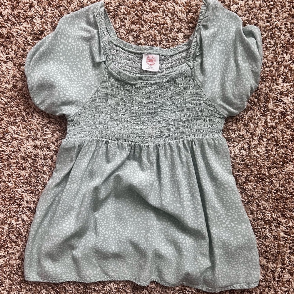 Girls Green Patterned Blouse